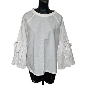 Mello Day White Cotton Bell Sleeve Top Size Large